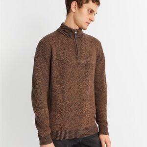 GRANT THOMAS | Men's Cozy Brown Zip-Up Sweater